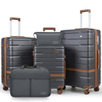 Luggage Sets with TSA Lock Hardside PC+ABS Carry On expandable Suitcase with Spinner Wheels Lightweight Rolling Travel Luggage Sets with YKK (Gray(New) / 5 piece sets（20/24/28/DB/TB）)