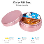 Metal Pill Case for Purse (Pink / 2 compartment)