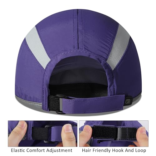 Baseball Cap Nylon Running Cap Outdoor Sports Hat for Men Women Adjustable Quick Drying Reflective Foldable UPF50+ Breath Mesh Water Repellency Race Performance Lightweight Dark Purple (6 7/8-7 1/2 / Dark Purple)