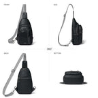 7L Sling Bag for Women Men Leather Small Sling Backpack Daypack Anti Theft Fanny Pack Crossbody Purse Travel (Regular Size-black)
