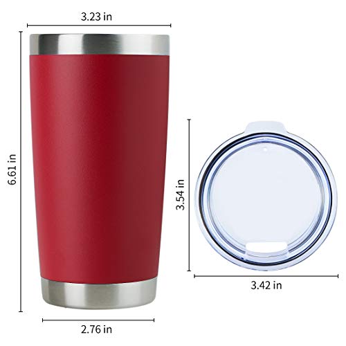 20oz Stainless Steel Tumbler Bulk with Lid (12 Count (Pack of 1) / Powder Red)