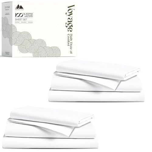 100% Egyptian Cotton Twin Size Sheets Pack of 2 (Twin (Pack of 2) / 01 - White)