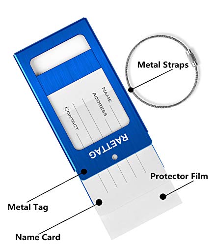 Luggage Tags Metal Suitcase Tags Travel Bag ID Identifier Luggage Tag (2-pack - Blue)