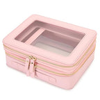 XL Clear Makeup Organizer (Pink / Dual Layer Large)