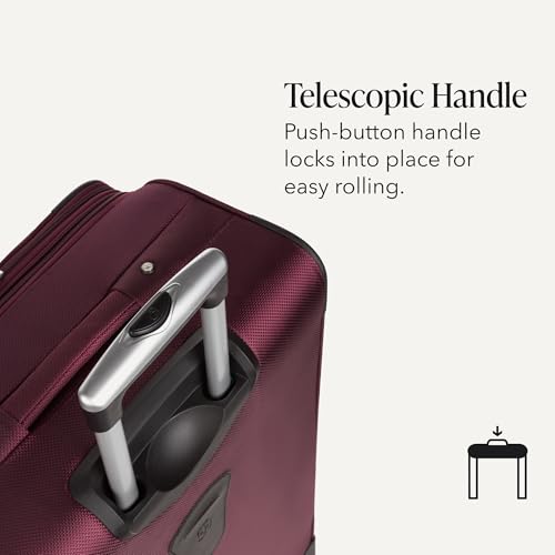 Sion Softside Expandable Spinner Luggage Durable Lightweight Travel Suitcase (Checked-Large / Merlot)