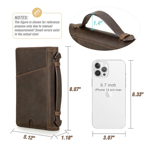 Top Grain Leather Travel Passport Wallet Holder Case for Man & Woman (For 4 Passports-Zipper Style / AirTag Slot-Matte Coffee)