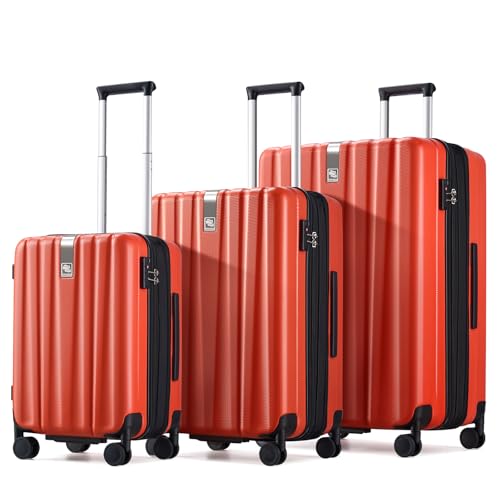 Expandable Hard Shell Luggage Sets (3 Pc Set EXT (20/24/29) / Orange)