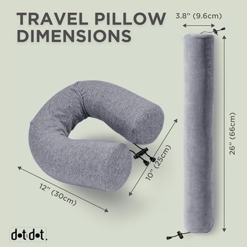 Twist Memory Foam Travel Pillow for Airplanes (Gray and Dark Blue Ac / Adjust (26" w/ cord))