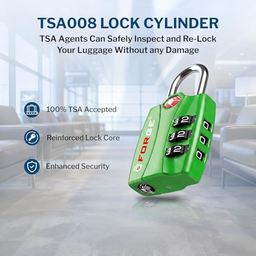 Open Alert TSA Approved Luggage Locks (Green 4PK)