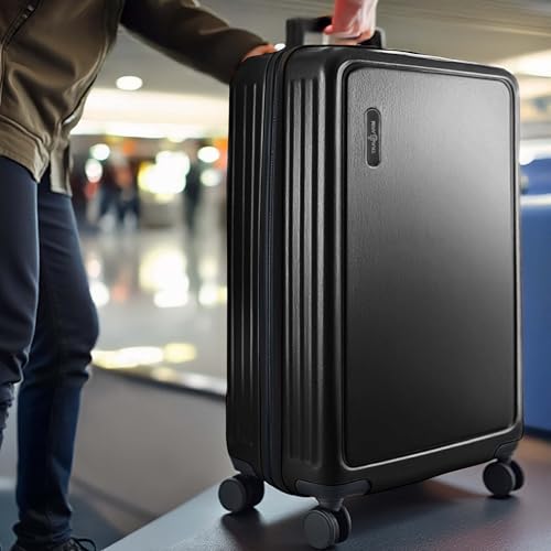 28 Inch Luggage with Spinner Wheels (Large 28-Inch Checked / Black)