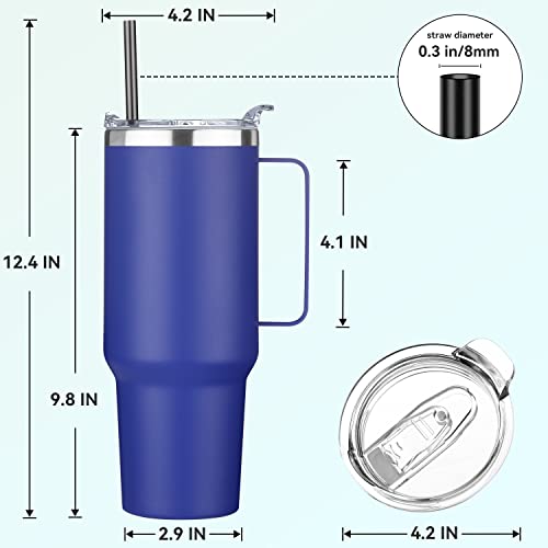 40 oz Stainless Steel Tumbler with Handle (Dark Blue / 40 Ounces)