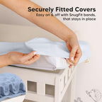 2 Pack Organic Changing Pad Covers for Girl (Blue Flax / 100% Cotton)