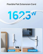 Wall Mount Surge Protector Power Strip with 360 Rotating Plug (White / 1.5FT Rotating Plug)