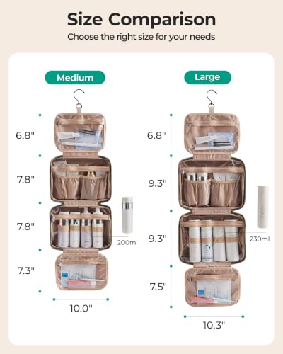 Toiletry Bag Hanging Travel Makeup Organizer with TSA Approved Transparent Cosmetic Bag Makeup Bag for Full Sized Toiletries (Green / Large)