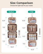 Toiletry Bag Hanging Travel Makeup Organizer with TSA Approved Transparent Cosmetic Bag Makeup Bag for Full Sized Toiletries (Pink / Medium)