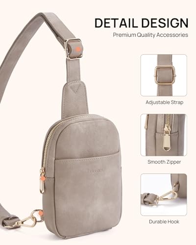 Crossbody Bags for Women Leather Cross Body Sling Bag for Woman Travel Cloud Grey (1-cloud Grey)