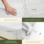 100% Egyptian Cotton King Size Sheets Set (King / 26 - Striped White)
