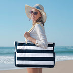 Beach Bags for Women Large Waterproof Beach Tote Bag Zipper Beach Bags Waterproof Sandproof Swim Pool Bag Large Tote (Dark Blue)