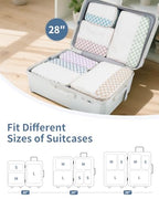 7 Set Checkered Packing Cubes for Travel Kids Women (AA-Combined Checkered / 7 Set)