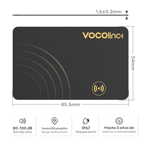 Apple MFi Certified] VOCOlinc Air Card Tag Rechargeable Wallet Tracker 1.6mm 2 Pack