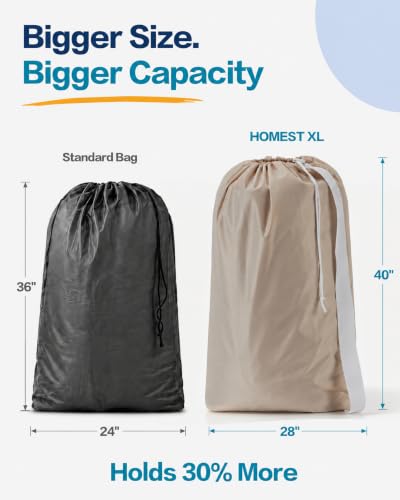 2 Pack XL Nylon Laundry Bag with Strap ((2 pack) Beige)