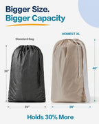 2 Pack XL Nylon Laundry Bag with Strap ((2 pack) Beige)