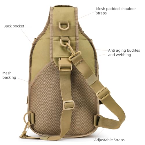 15L Tactical Sling Bag for Men (Tan)