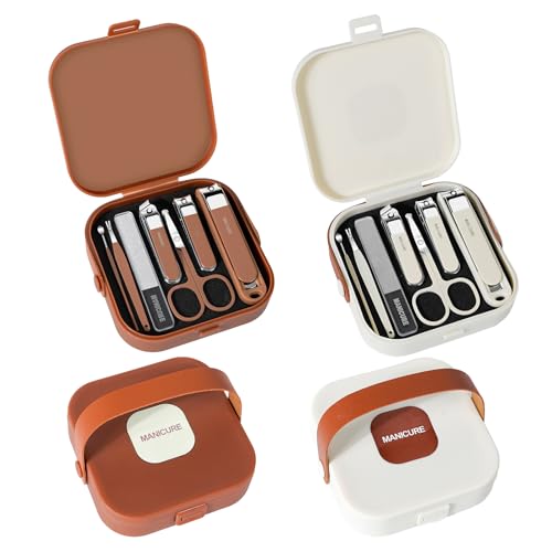 Nail Clippers and Beauty Tool Portable Set (D-beige+brown)