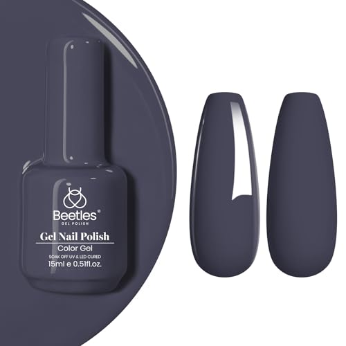 Beetles Dark Grey Gel Polish (N - Creme Grey | Crown Blue)