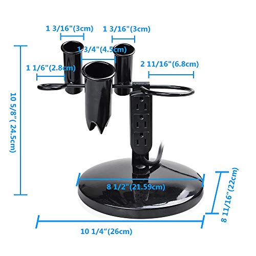 BYOOTIQUE 5 Hole Tabletop Blow Dryer Hair Iron Holder with 3 Outlets Pack 2 (10.2x8.7x9.6 Inch(Pack of 2))