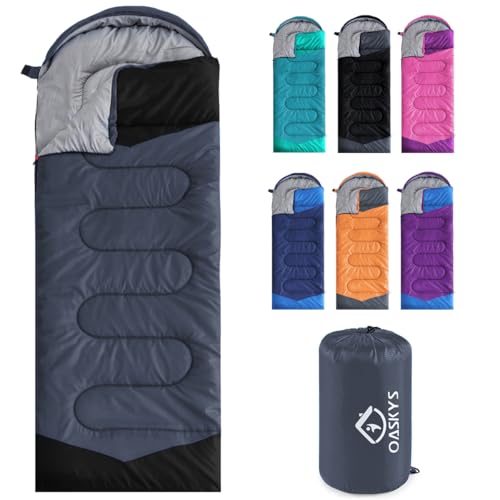 Camping Sleeping Bag (50-80°F Everyday 3 Season - Grey)