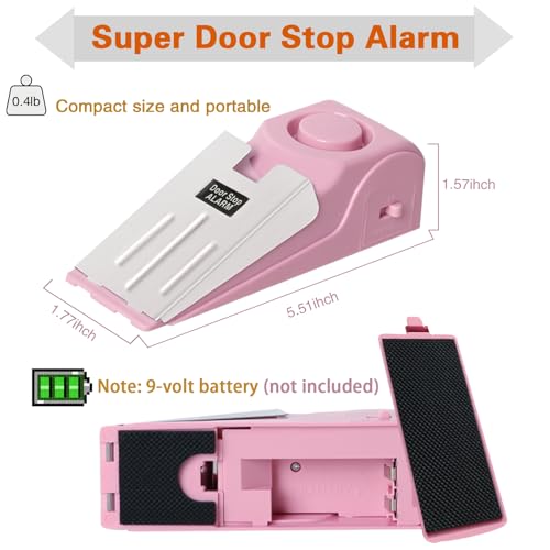 2 Pack Portable Door Stop Alarm (Pink)
