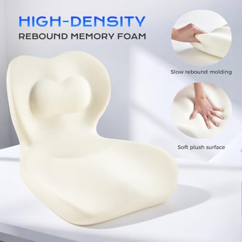 Car Seat Cushion and Lumbar Support Pillow One Piece (Green-a / 1 Piece)