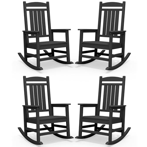 Oversized Outdoor Rocking Chair Set of 4 (Black / 4 Packs)