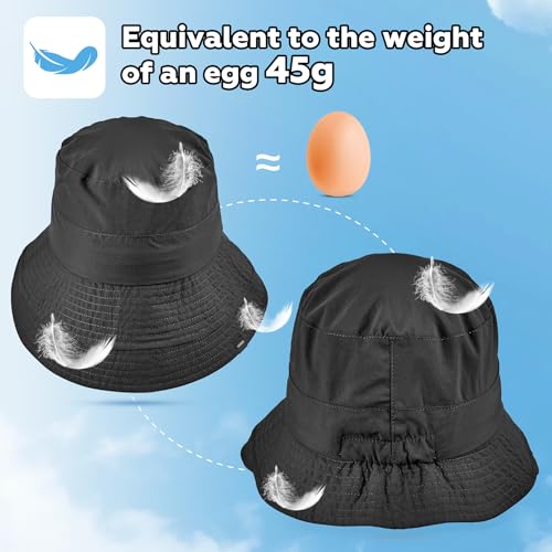Lightweight Bucket Hat for Women Quick (One Size-Large / Black)