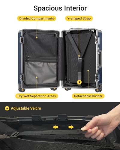 Carry On Luggage Airline Approved Zipperless Hardside Suitcase Blue (Blue / Carry-On 20 Inch (Without Organizers))