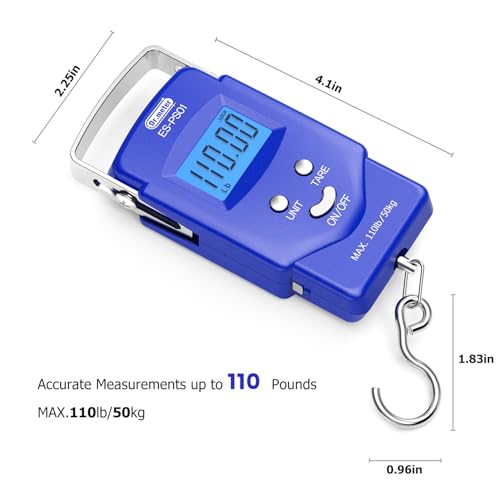 Fish Scale 110 lb Digital Luggage Scale with Tape (Blue)