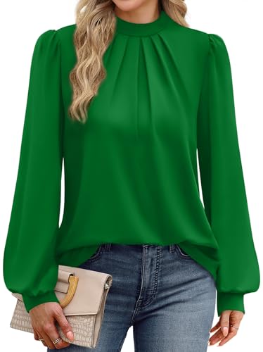 Women's Clothing Fall Outfits for Women 2026 Long Sleeve Shirts Blouses Early Spring Fashion Fall Clothes Work Office Teacher Outfits St Patricks Day Shirts Spring Tops Green S (06 - Green / Small)