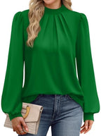 Plus Size Clothes Women's Clothing Fall Outfits for Women 2026 Long Sleeve Shirts Blouses Fashion Fall Clothes Work Office Teacher Outfits Must Haves Green XL (06 - Green / X-Large)