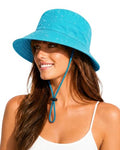 Water Resistant UPF 50+ Sun Bucket Hat Packable Brimmed for Women Men (One Size / Aqua Blue)