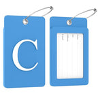 2 Pack Initial Luggage Tags for Suitcases Airplane Travel Essentials (Large C / Blue)