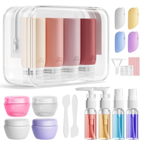 21 Pack Travel Bottles for Toiletries (Cream)
