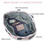 Beach Bag Waterproof Sandproof Large Capacity Foldable for Women (Pink White / 35L)