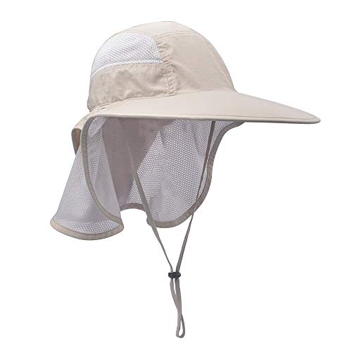 Unisex Outdoor Activities UV Protecting Sun Hats with Neck Flap Khaki (One Size / Khaki)