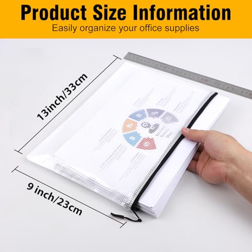 24pcs Large Mesh Zipper Pouch File Bags Reusable Zippered Pouches for Organizing Classroom