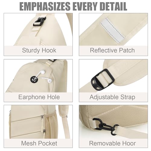 Crossbody Bags for Women Men Trendy Sling Bag Backpack Chest Bag (Large / Light Grey)