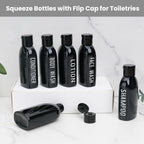 Travel Bottles for Toiletries 6 PCS 3.4oz Plastic Bottles Black (Black)