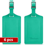6 Pack Luggage Tags for Suitcases Airplane Travel Essentials (Blooming Green)