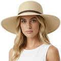 Womens Sun Straw Hat Bowknot Hat Summer Wide Brim Bucket Hats Foldable Beach Sun Hats Roll up UPF 50+ (1 Pack Bowknot Hat: Beige, 4.7" Brim)