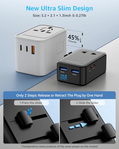 Air” Universal Travel Adapter 2 USB (A1R PD25W / Black)